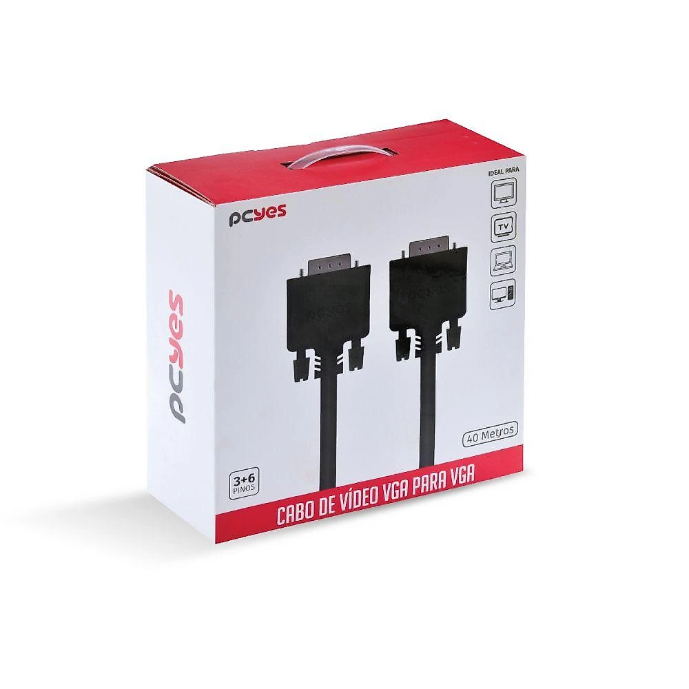 Cabo De Vídeo Vga 3+6 15 Pinos Macho Para Vga 3+6 15 Pinos Macho 28awg Puro Cobre 40 Metros