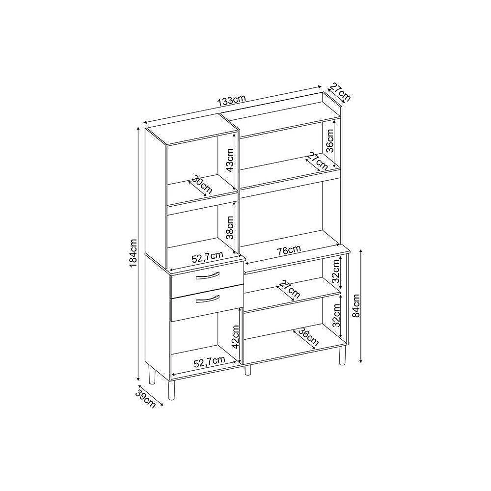 Cozinha Completa Harmonia C- 6 Portas E 2 Gavetas 132x183 Amendola-branco - Demóbile