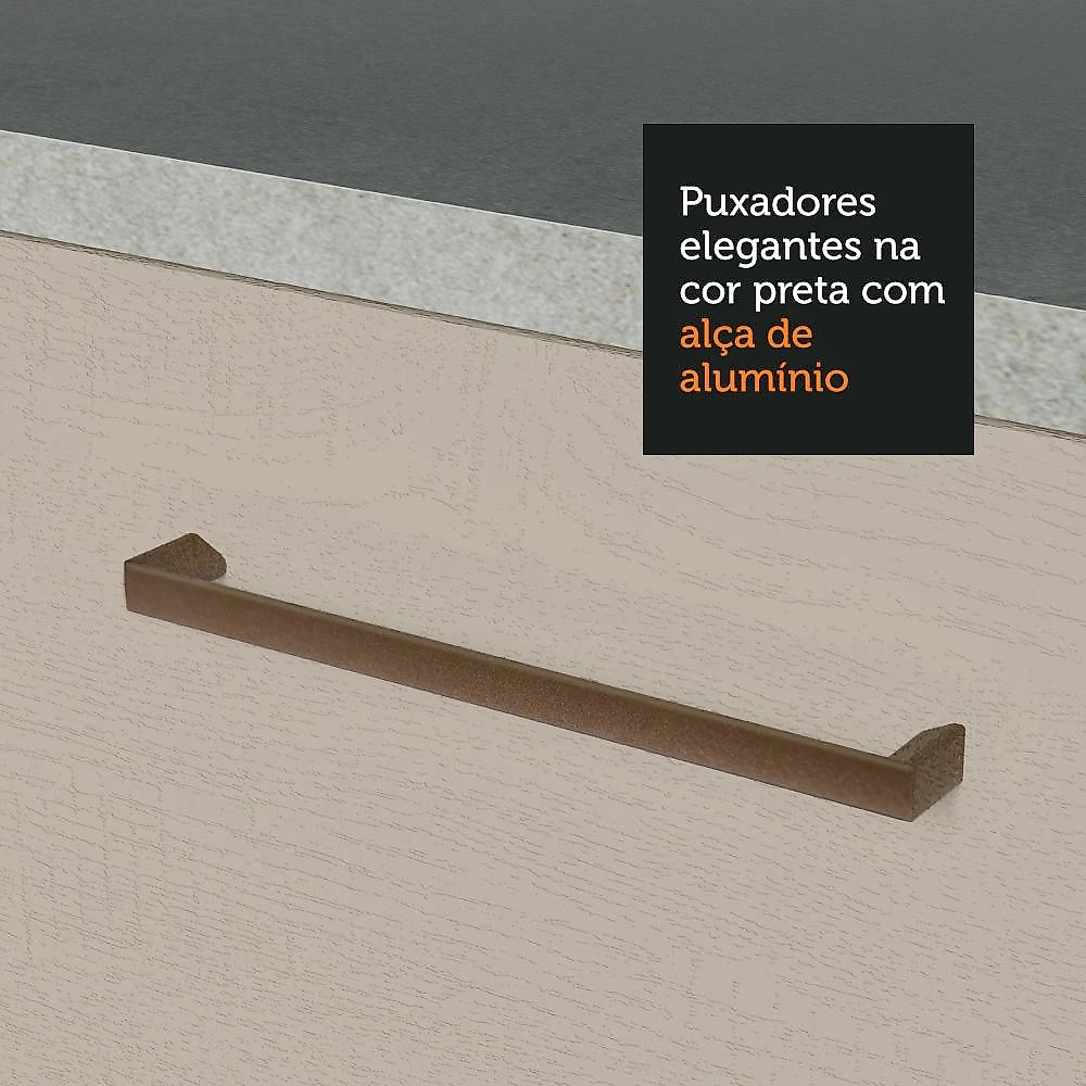 Kit com 2 Balcões Multiuso 4 Portas 3 Gavetas Branco/Crema Agata Madesa Branco/Crema