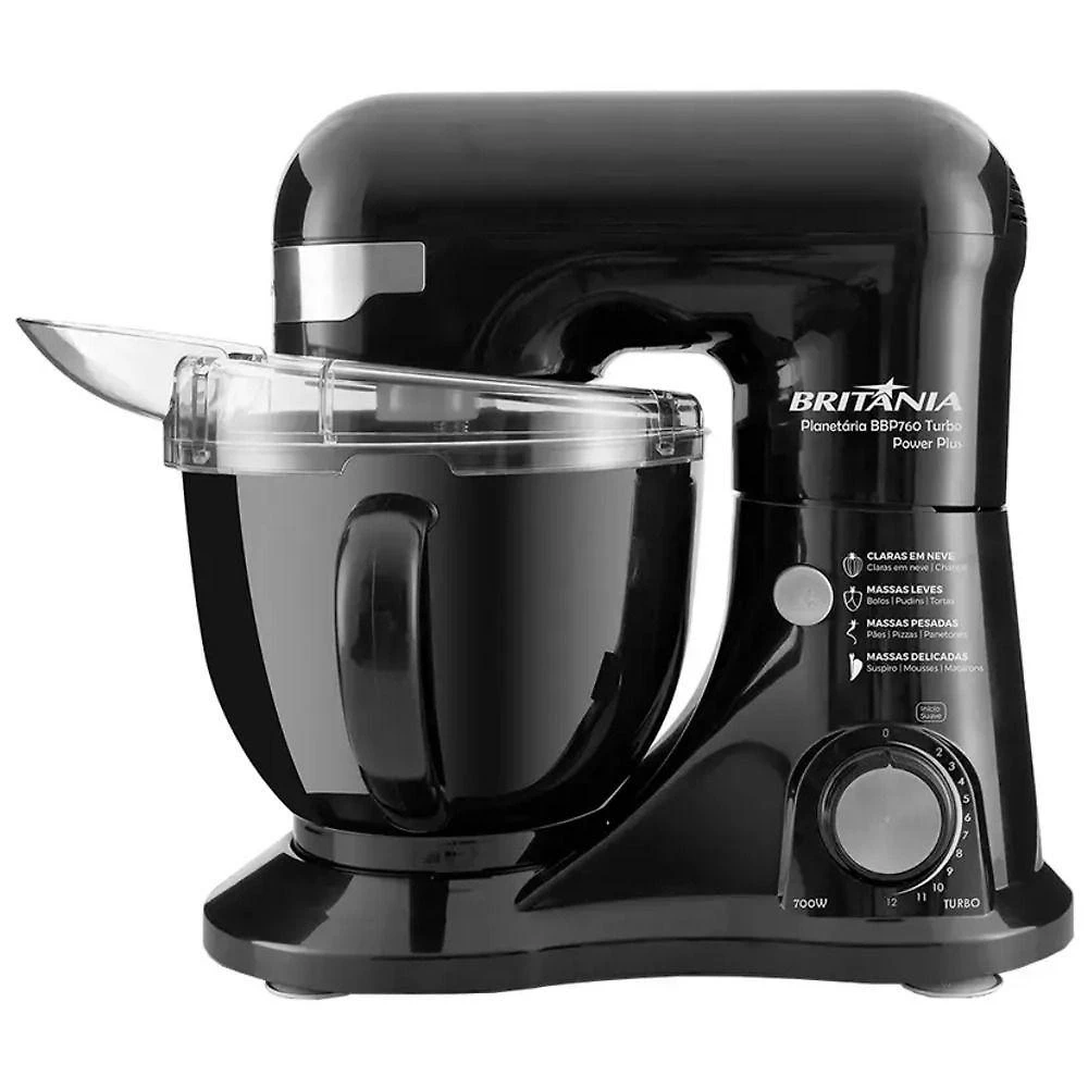 Batedeira Planetária Britânia Power Plus 12 Velocidades 700W BBP7 Preto 220V