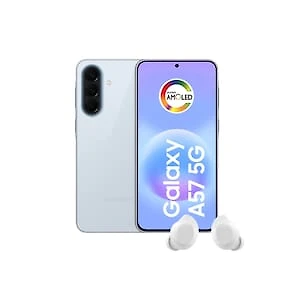 Smartphone Samsung Galaxy A57 5G Tela 6.7" 256GB Azul Claro + Fone de Ouvido Buds Core Branco