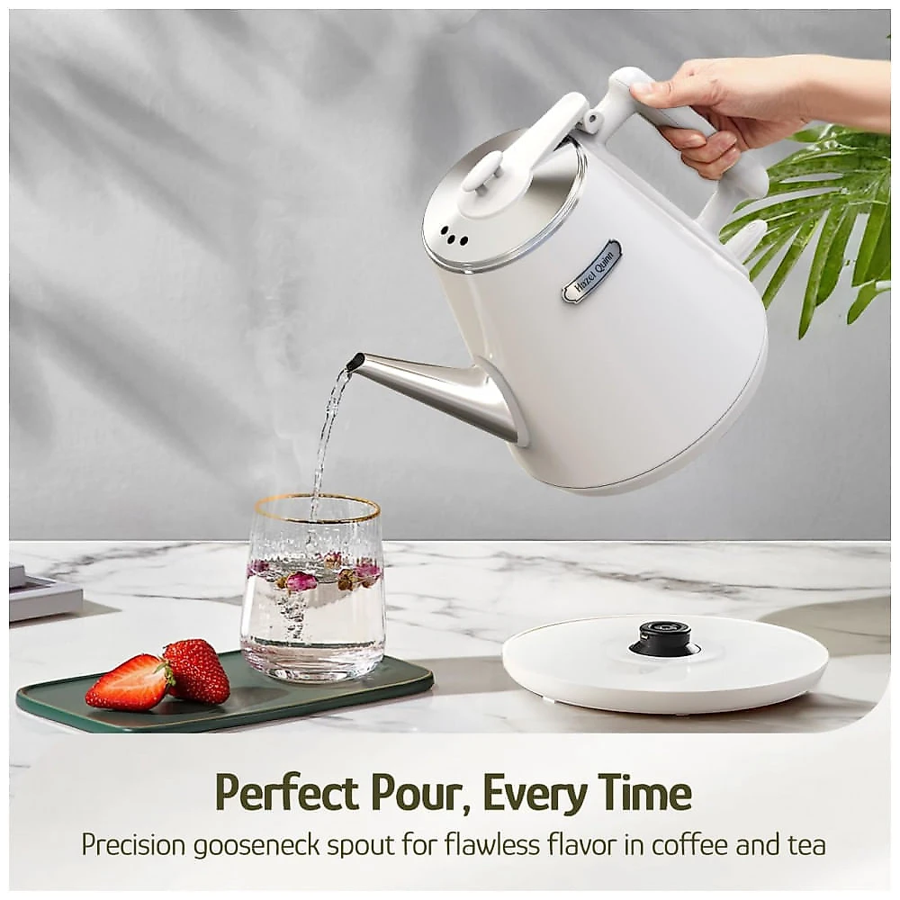 Chaleira elétrica compacta Hazel Quinn 1L inox 304 dupla parede 800W toque frio Pearl White, 110V