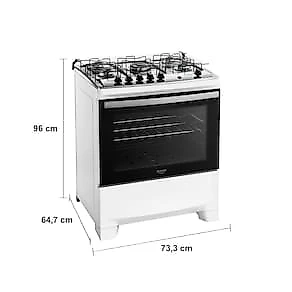 Fogão 5 Bocas Dako Supreme com Mesa em Inox e Acendimento Automático Branco – Bivolt