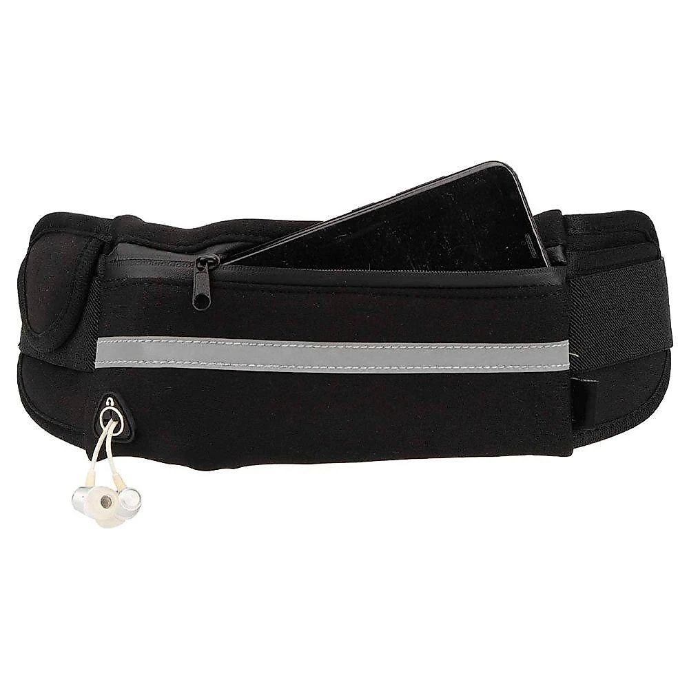 Pochete Fitness Corrida Porta Celular com Faixa Refletiva Preta Dark