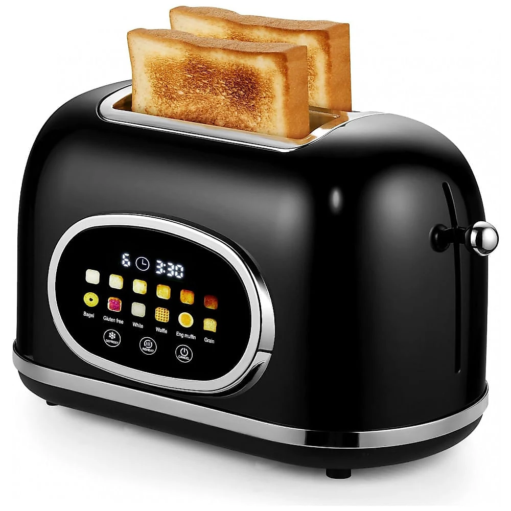 Torradeira 2 Fatias Roter Mond Preta Display Touch 6 Tipos de Pão 9 Níveis Funções Bagel, Reaquecer e Descongelar 1400W 110V
