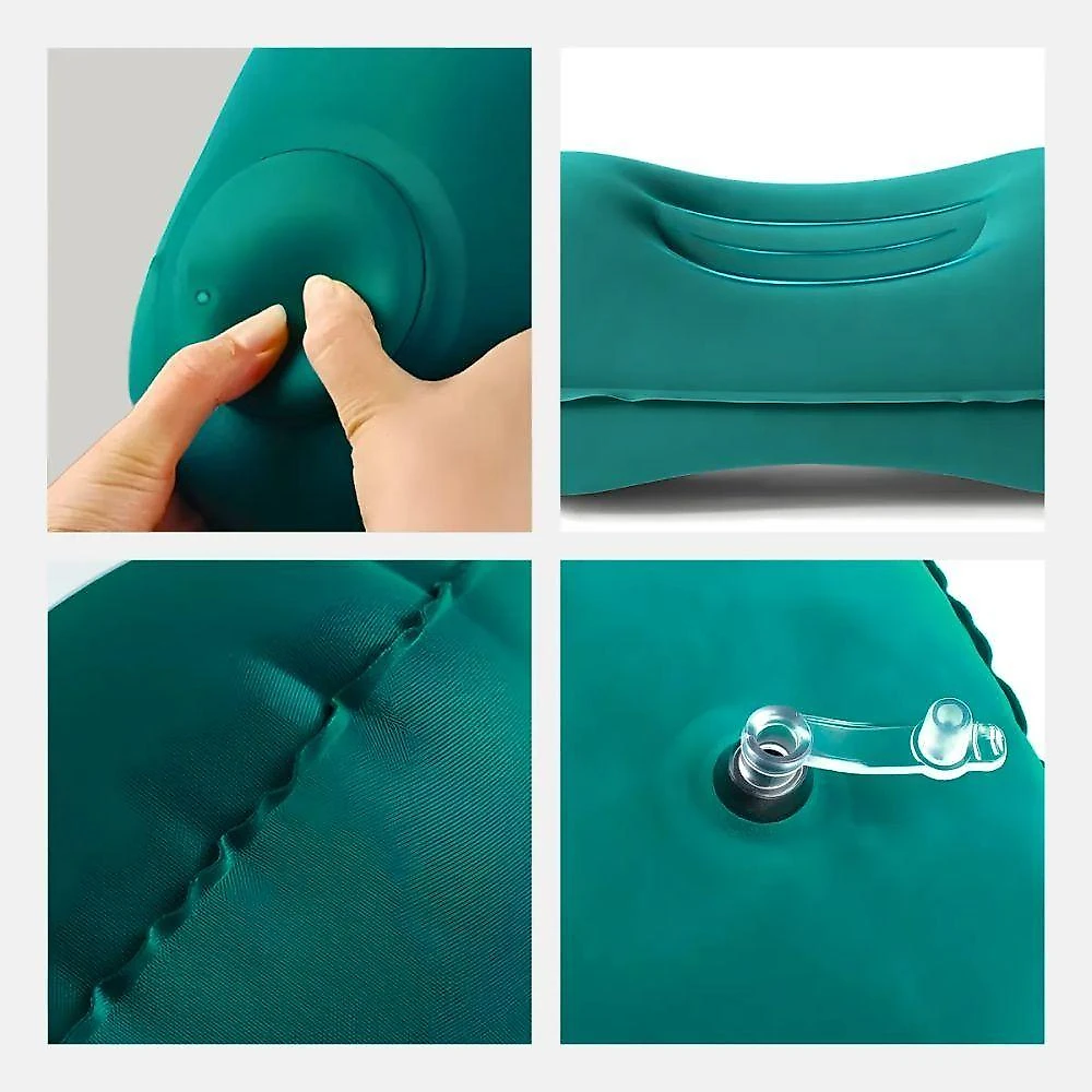 Travesseiro de Viagem Inflável Portátil em PVC Flocado Cinza Utimix