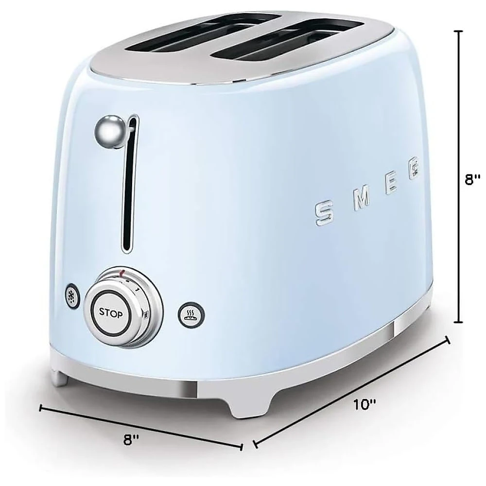 Combo Torradeira SMEG 2 Fatias com Suporte para Sanduíches, Azul Pastel