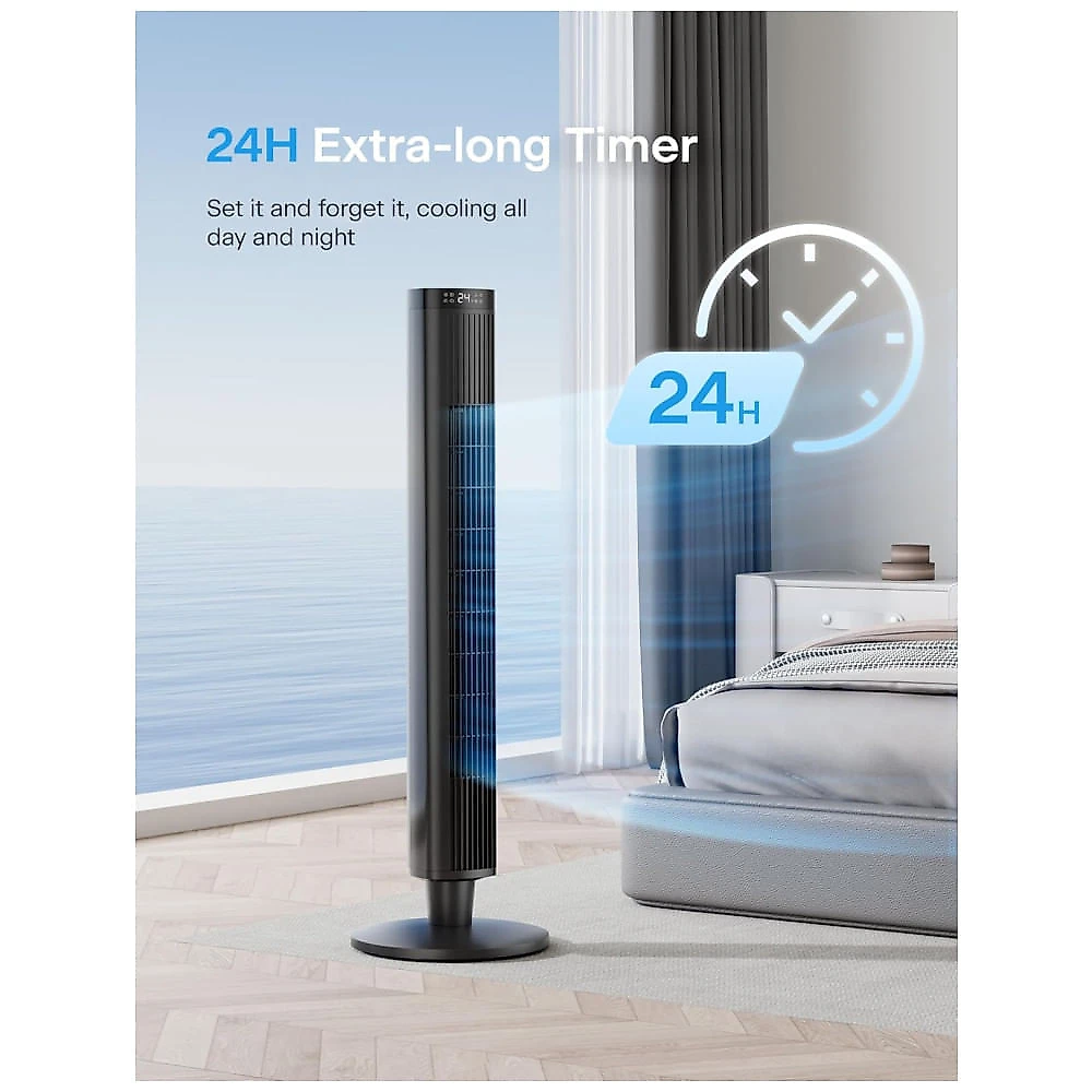 Ventilador de Torre para Quarto – Ventilador Oscilante com Controle Remoto – Ventilador Silencioso com 6 Velocidades, 4 Modos e Timer 24, Pelonis 110v
