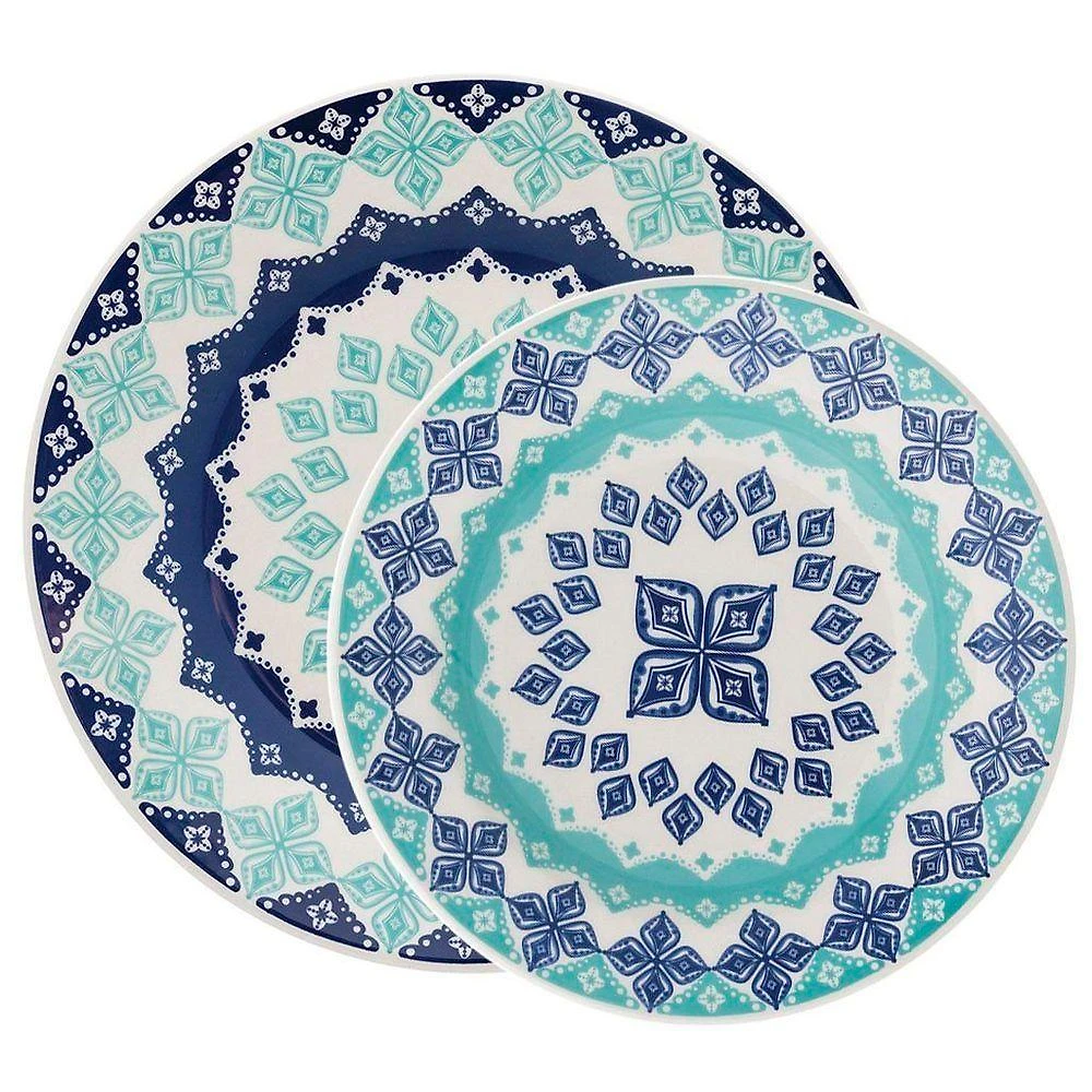 Kit Pratos Rasos E Fundos Donna Lola Oxford Cerâmica 12 Peças