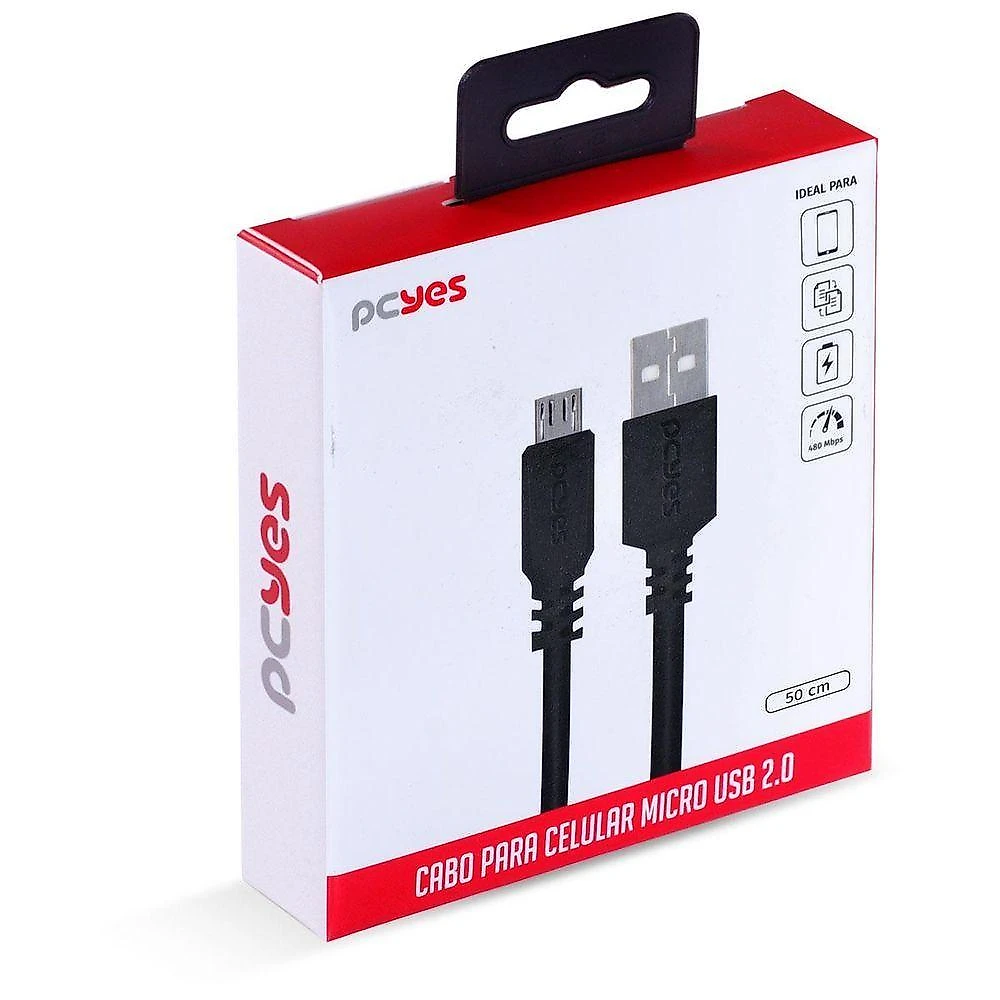 Cabo Micro Usb Para Usb A 2.0 50cm Preto - Pmuap-05