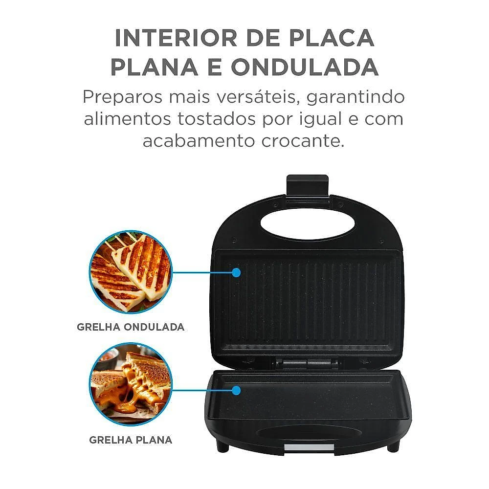 Sanduicheira Midea SWMX1 Blackstone 750W Preto e Inox 110V