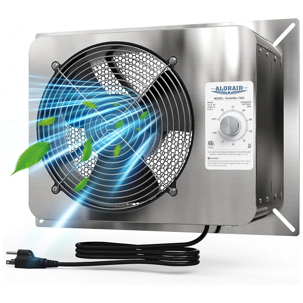 Ventilador com Umidistato e Exaustor em Aço Inoxidável, 115V,  ALORAIR
