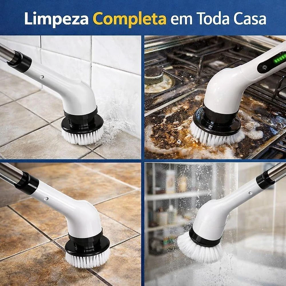 Esfregão Elétrico Premium Recarregável Mop 360 com 9 Acessórios Branco