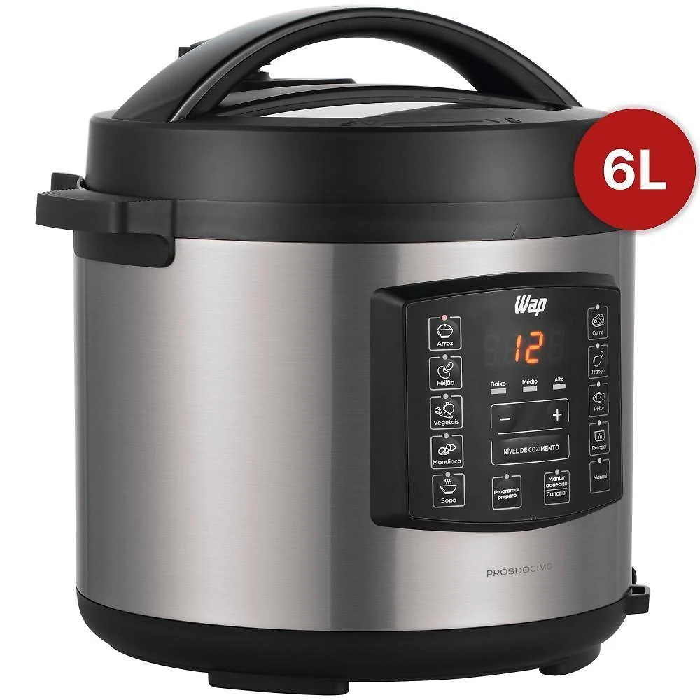 Panela de Pressão Elétrica de Pressão WAP WPPE1 6L 1000W Inox 220V