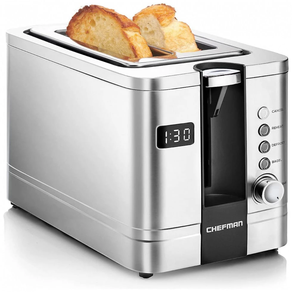 Chefman Torradeira Elétrica 2 Fatias com 3 Funções e Cronometro 110V 850W Aço Inoxidável