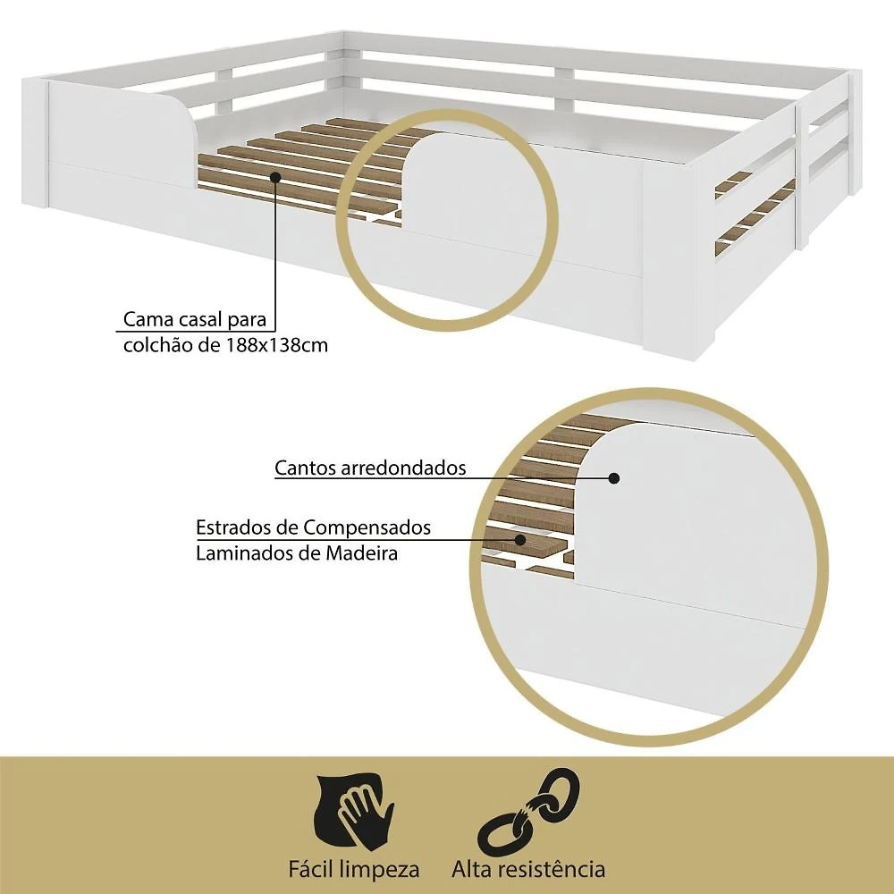 Miniatura Cama Infantil Montessoriana Casal Liz Yescasa Branco Perfect Wood