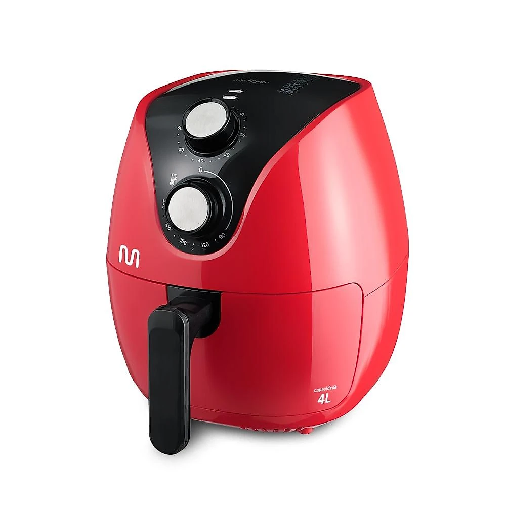 Air fryer 4l vermelha grade removível e timer 60min temp até 200°c 127v multi - go203out [reembalado] vermelho