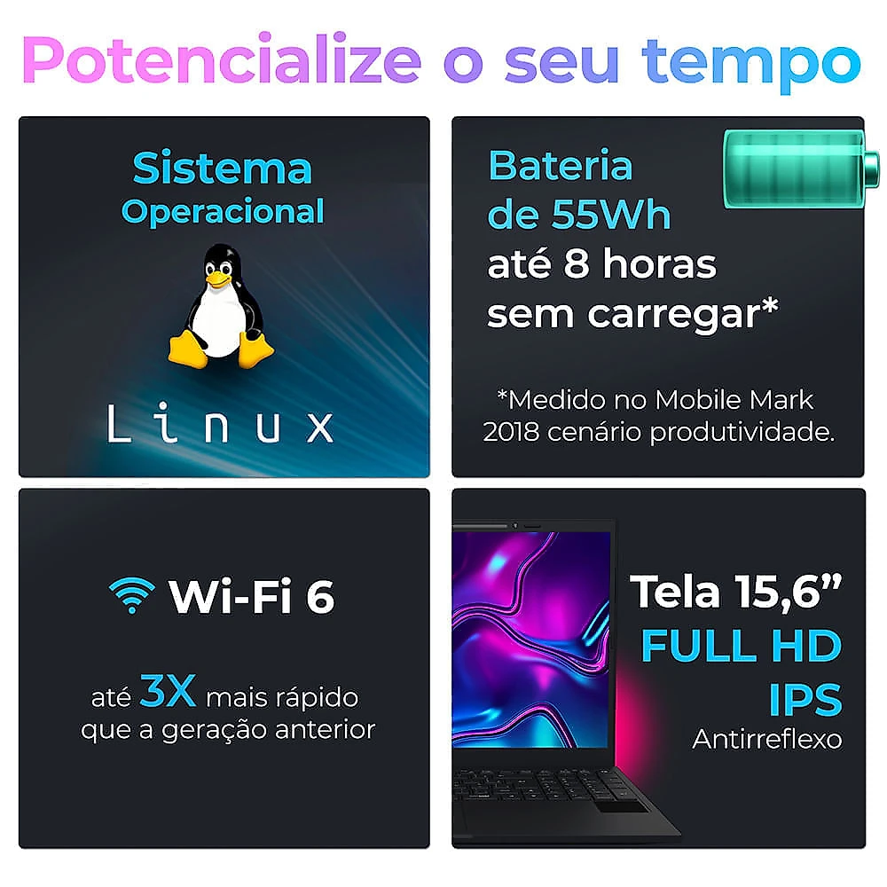 Notebook Positivo Vision R15M AMD® Ryzen 5-5625U Linux 16GB RAM 256GB SSD Wi-Fi 6 15” Full HD IPS Minitela - Preto