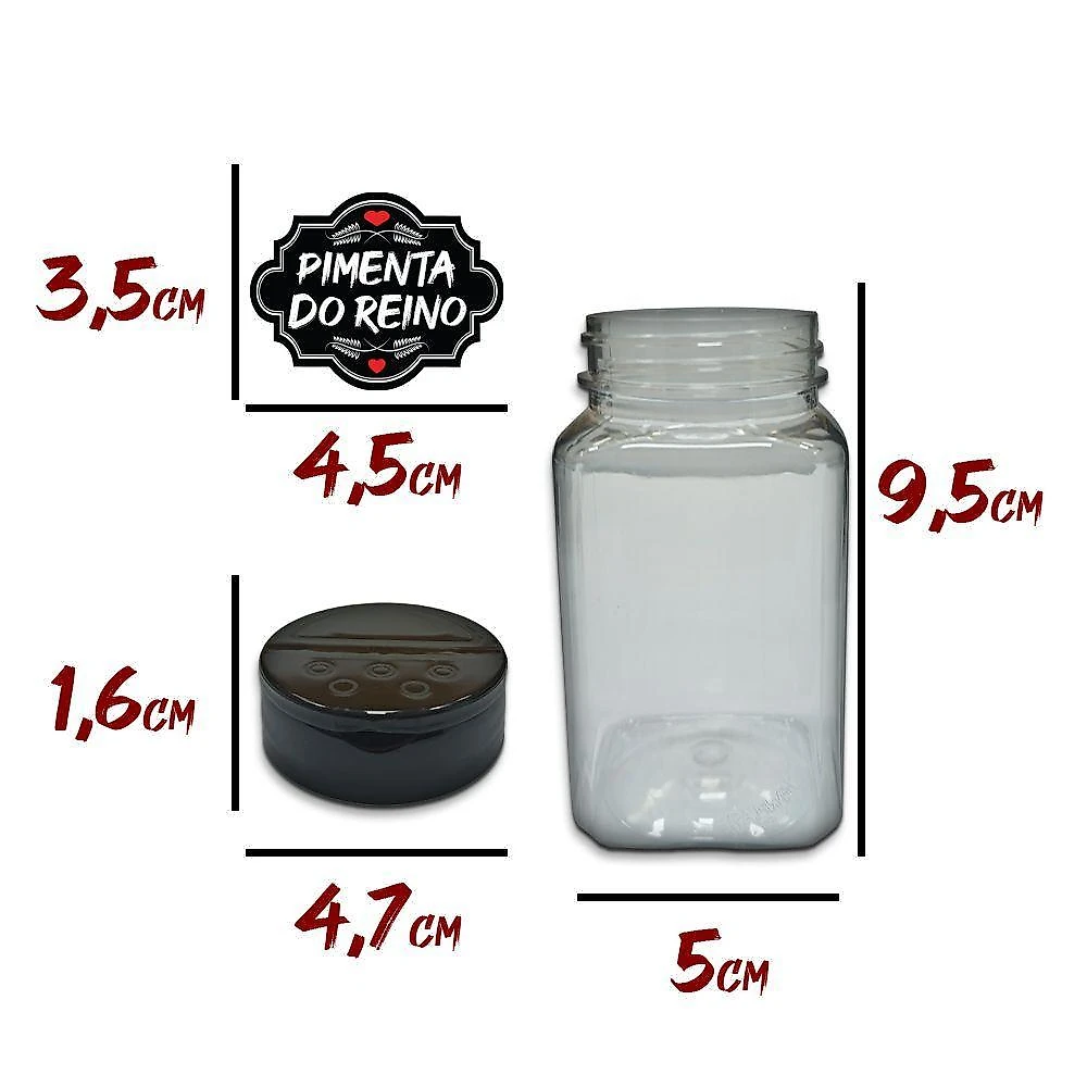 Pote Tempero Kit 10 Potes+24 Etiquetas Adesivas Q170 Preta