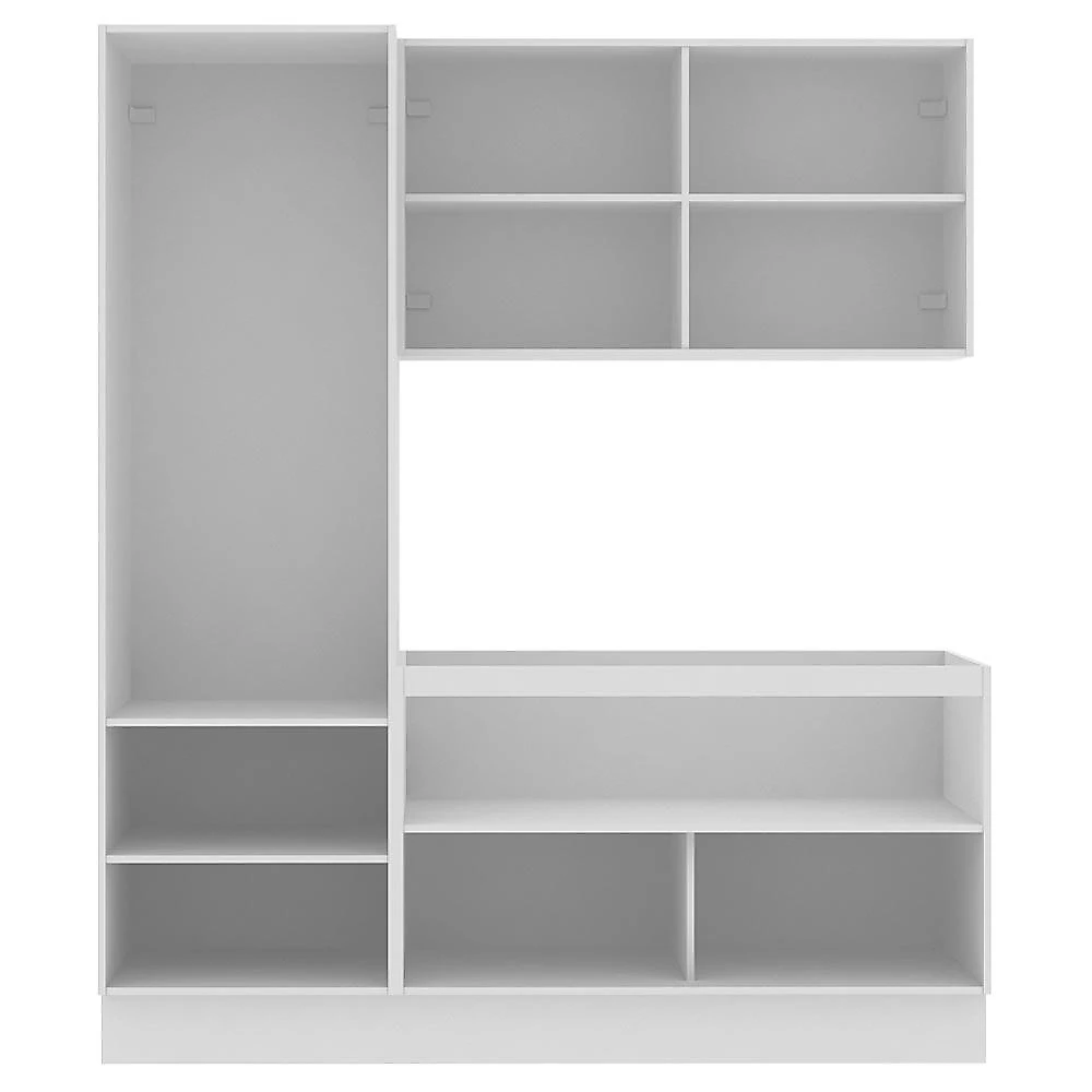 Kit Área De Serviço Madesa Acordes 100% MDF com Armário e Balcão - Portas Branco Brilho Branco
