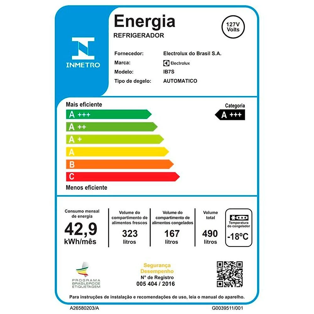 Geladeira Electrolux Frost Free Inverter 490L Inverse Inox Look IB7S Inox - 110V