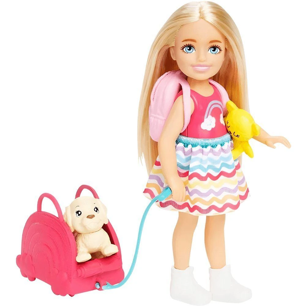 Boneca Family & Friends Club Chelsea com Pets e Acessórios para Viagem Branco Mattel