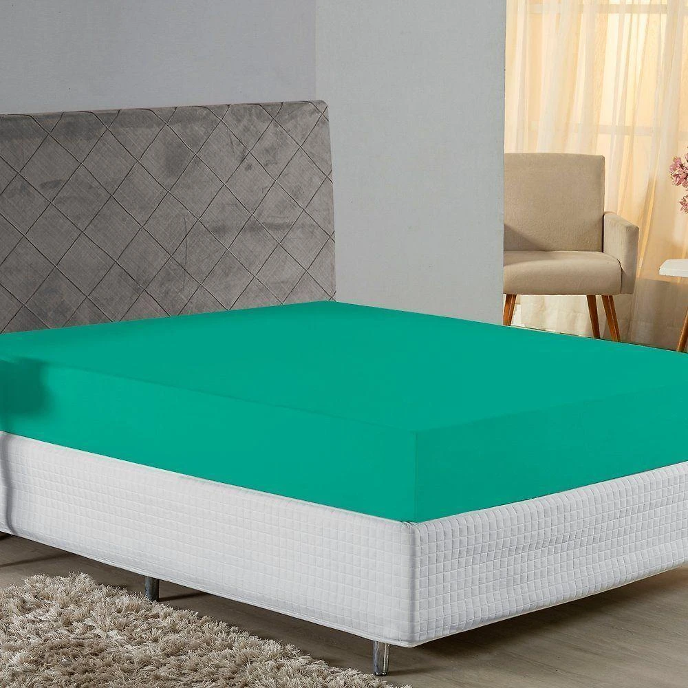 Lençol Com Elástico Casal Nobre 1 Peça 30cm De Altura Malha 100% Algodão - Jade