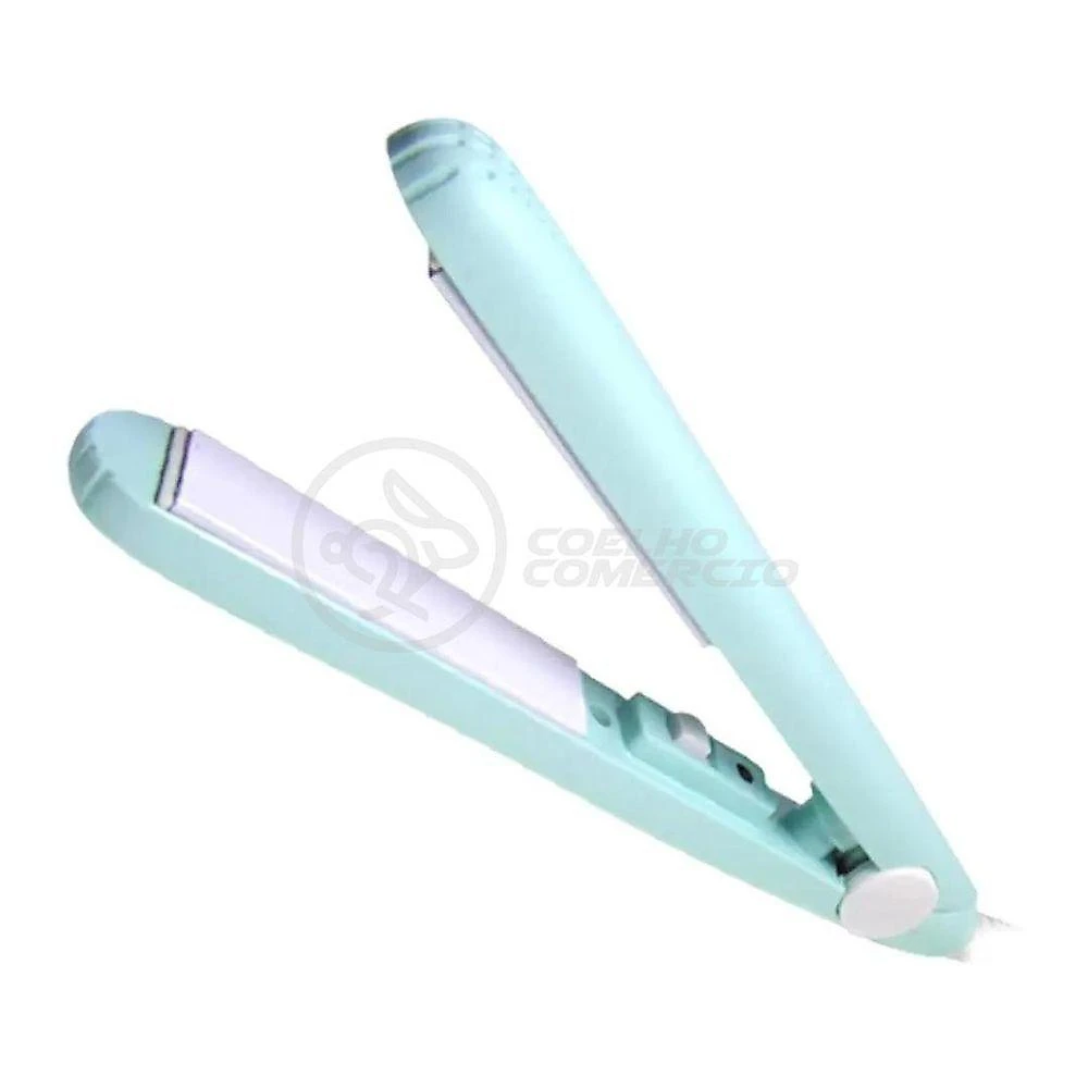 Mini Chapinha Prancha Portátil 17cm Bivolt 110v220v Azul Bivolt