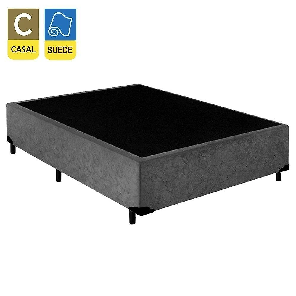 Cama Box Casal Suede + Colchão De Espuma D33 - Sereneprime - 138cm Cinza