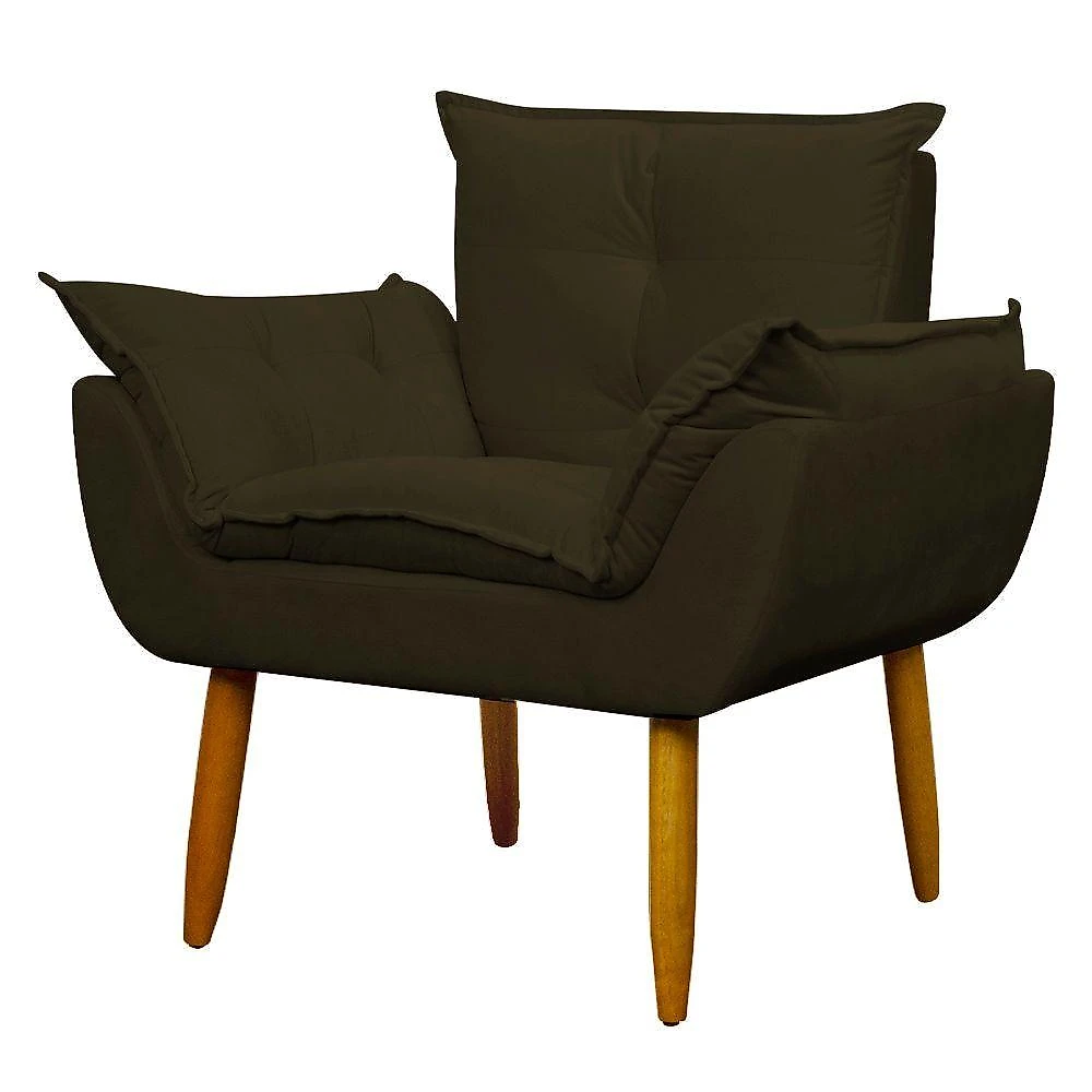 Poltrona Decorativa Para Sala E Quarto Opala Suede Herrero Cor:marrom Escuro