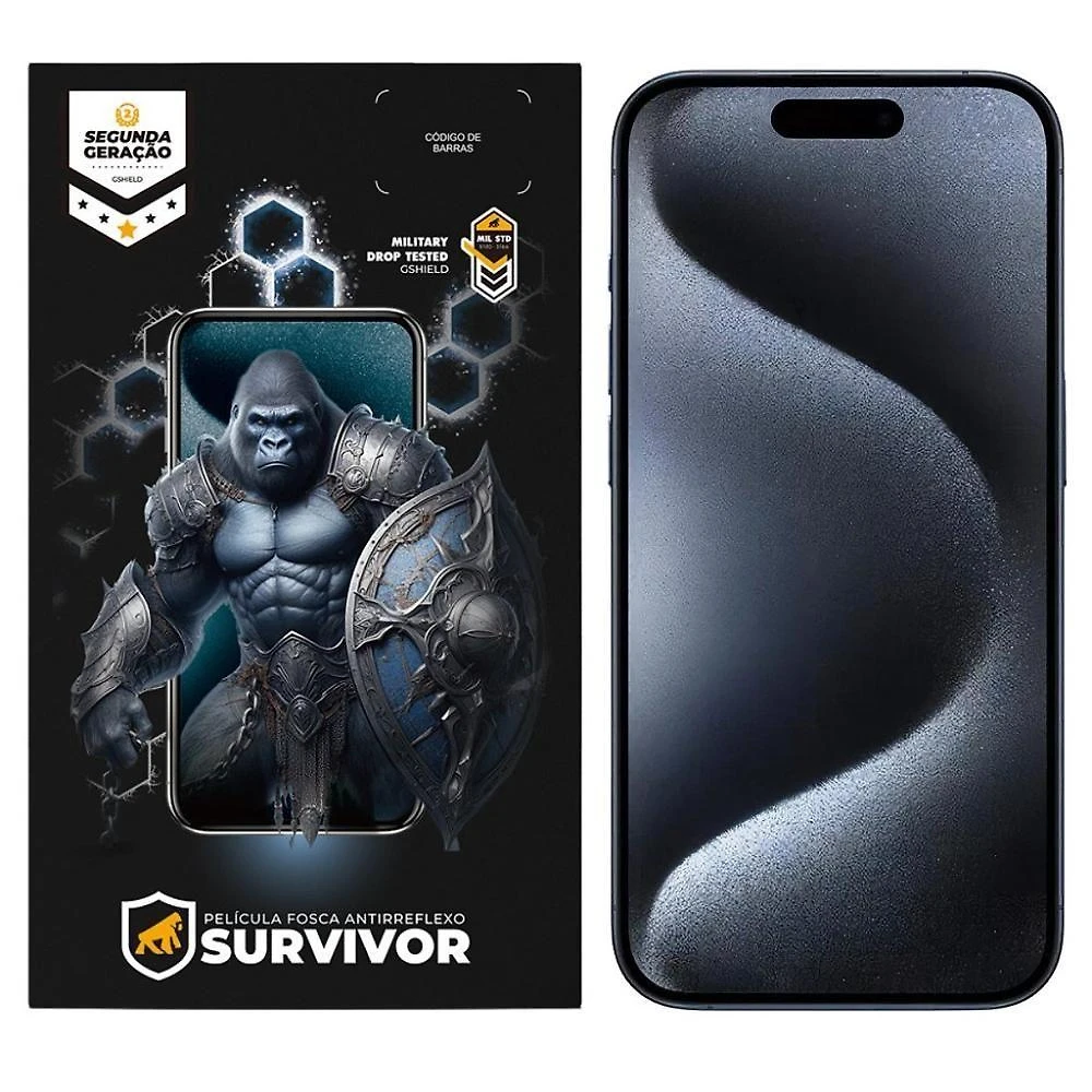 Película Para Iphone 15 Pro Com Aplicador - Survivor Fosca - Gshield