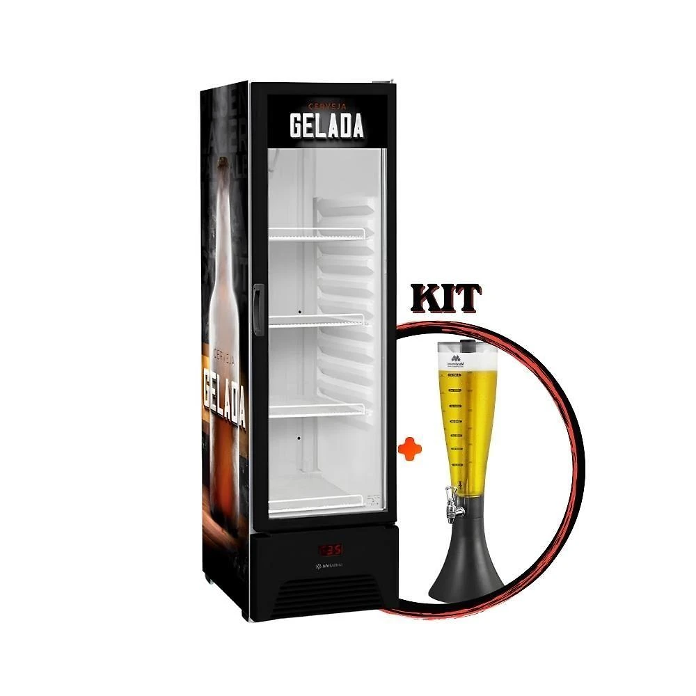 Cervejeira Expositora VN28RP Optima 287L com Torre de Chopp 3,5L Preto 220V Metalfrio