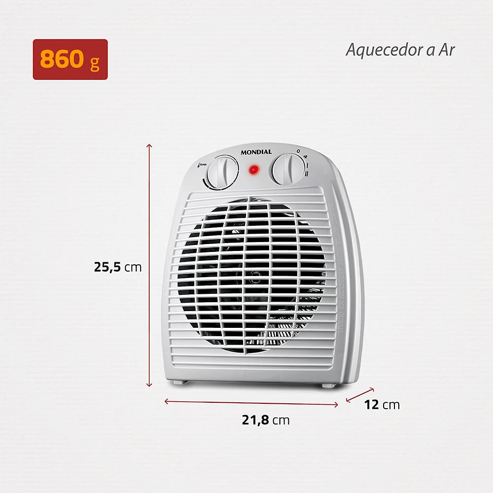 Miniatura Aquecedor de Ar Mondial A-08 AQUECEDOR A AR-127V-CINZA