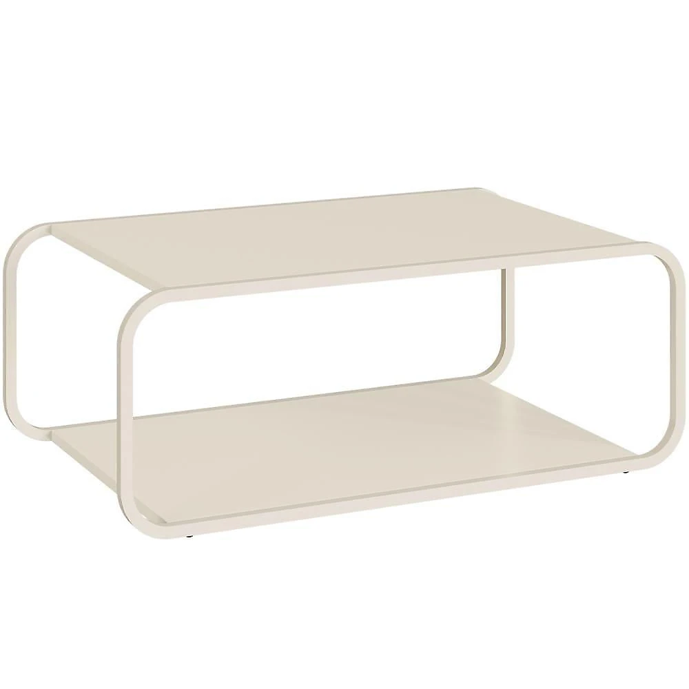 Kit Mesa de Centro e Mesa Lateral Alek A03 Orgânico MDF Metal 80CM Off White