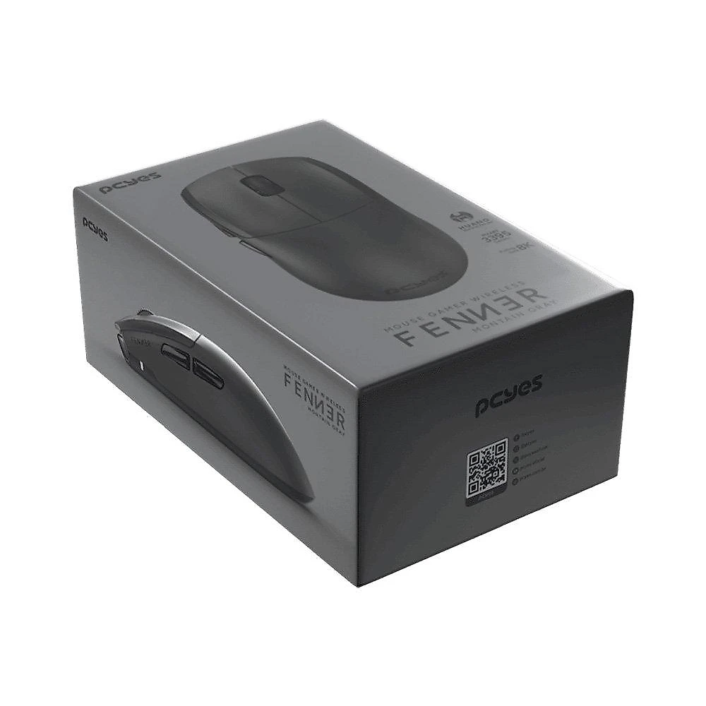 Mouse Gamer Sem Fio PCYES Fenner, RGB, 26000 DPI, 6 Botões, Wireless, Bluetooth, Polling Rate 8K, Cinza Montain - PMGFBV8K