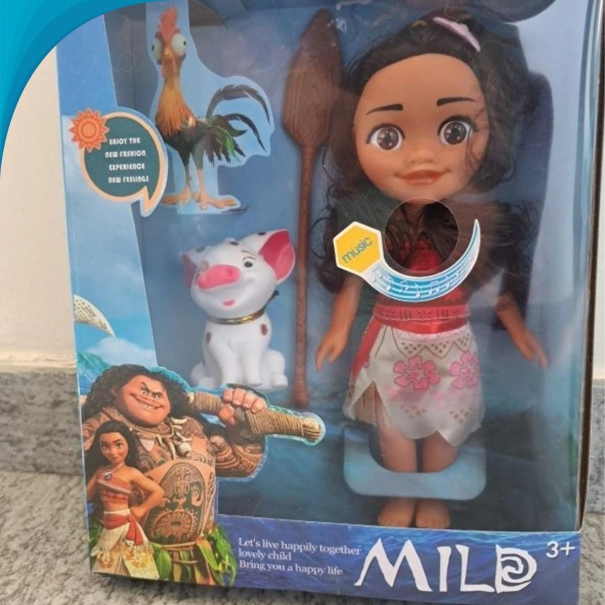 Miniatura Boneca Princesa Moana Interativa Criança Super Colorido E