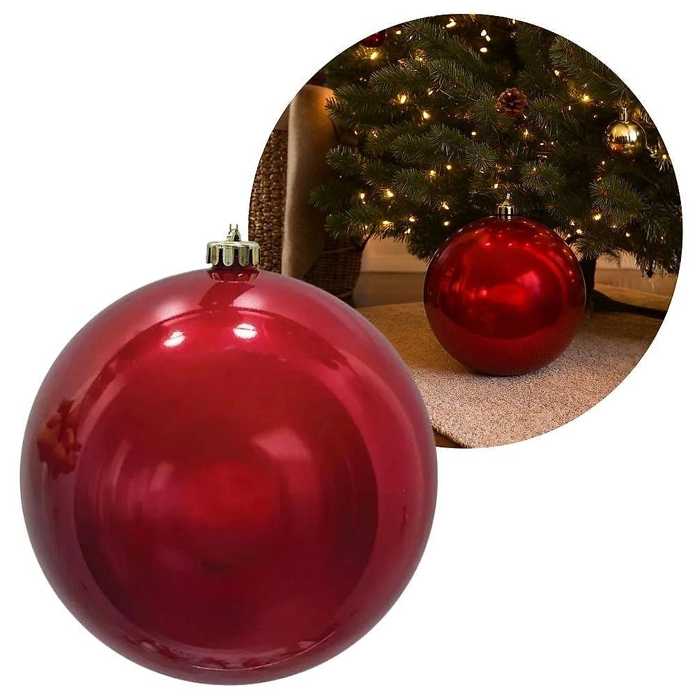 Bola Decorativa Gigante de Natal Vermelha em Plástico PP 20CM Kit 2 Unidades com Cordão Master webcontinental-7793385641854