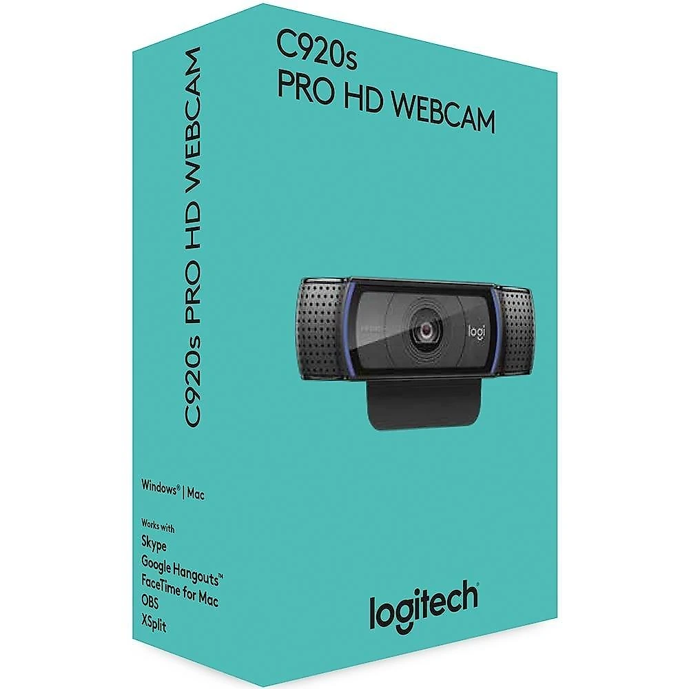 Webcam Full HD Logitech C920s com Microfone Embutido, Proteção de Privacidade, Widescreen 1080p, Compatível Logitech Capture - 960-001257
