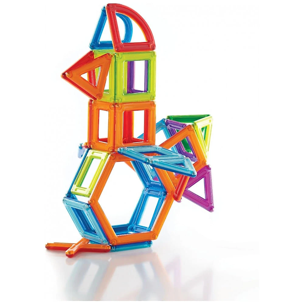 Conjunto de blocos magnéticos Guidecraft PowerClix Frames com 48 peças em ABS translúcido para construções geométricas 2D e 3D