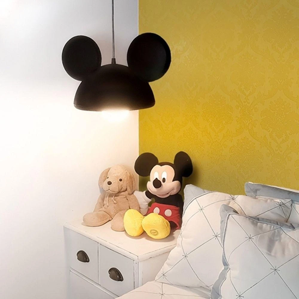 Luminária Orelhas Mickey Black Pendente com Design Disney e Bivolt Preto