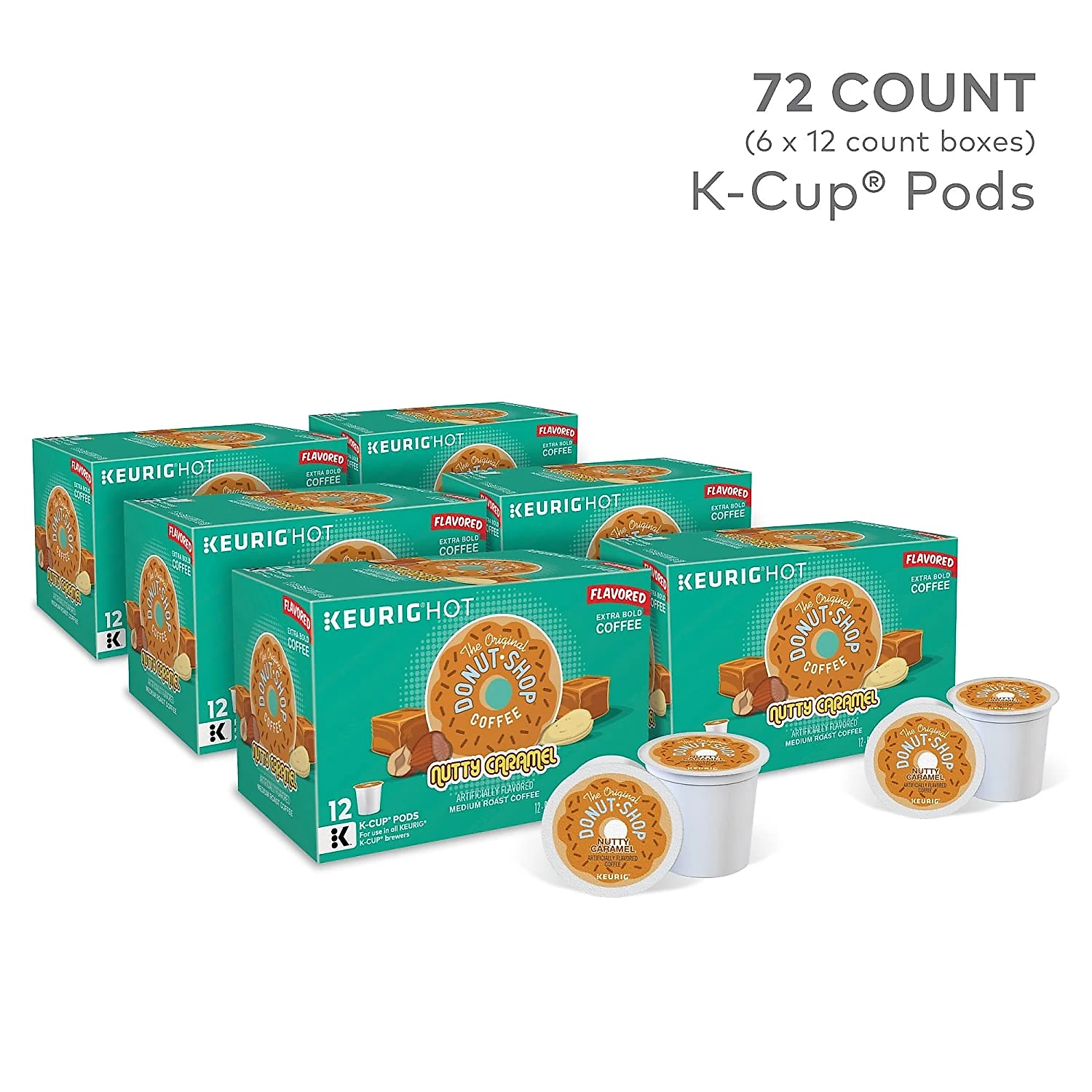 The Original Donut Shop Nutty Caramelo cápsulas KCup Keurig café torrado leve com sabor 72 unidades