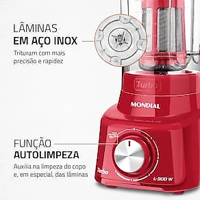 Liquidificador Mondial Turbo L900 Vermelho 900W com 5 Velocidades 110V