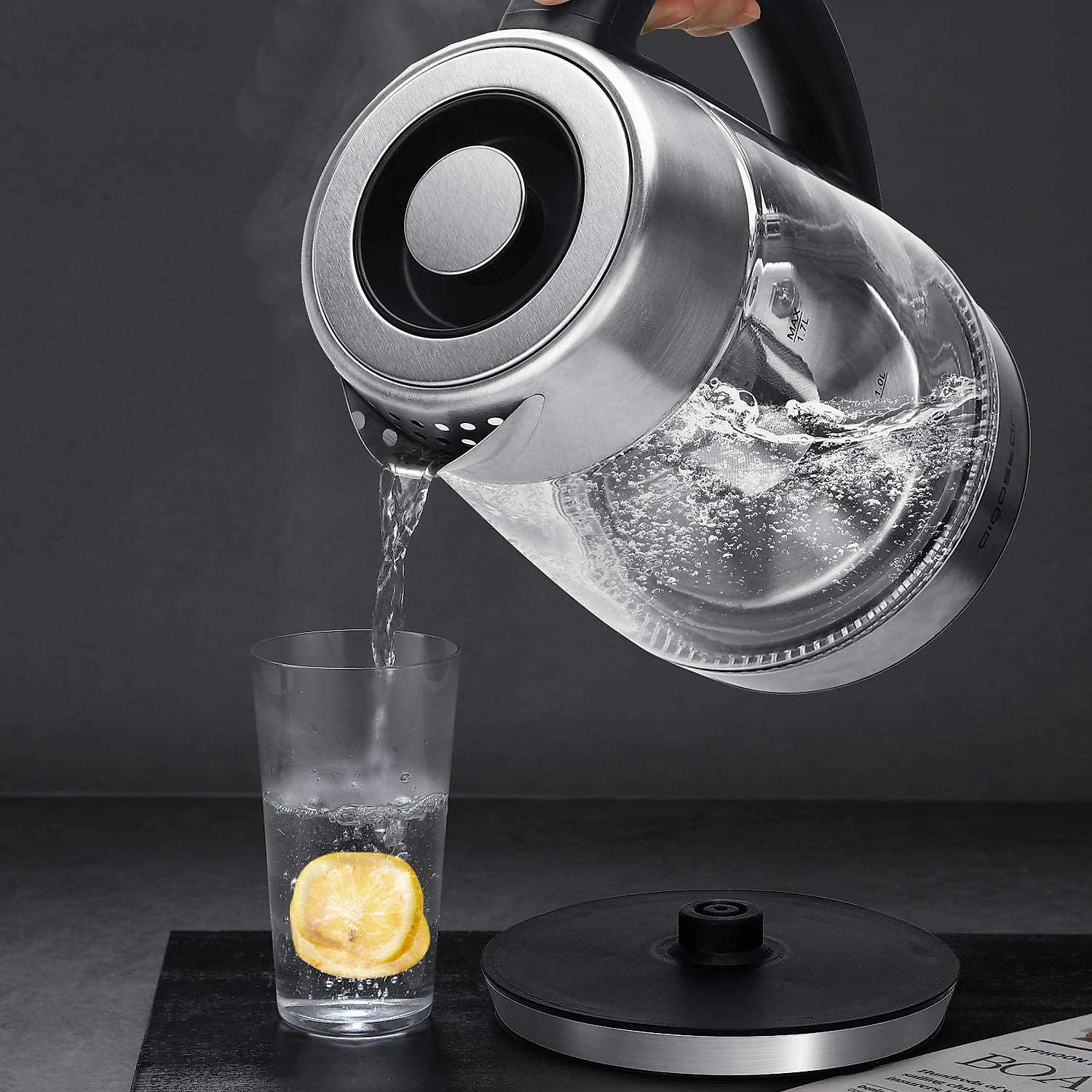 Aigostar Chaleira Elétrica 17L com Desligamento Automático A ço Inoxidável 1100W110V Prata