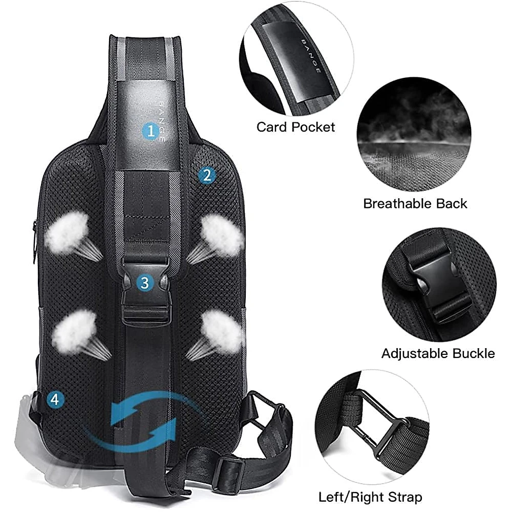 BANGE Mochila para Laptop 24 cm com Porta Carregador USB e À prova DÁgua Cinza