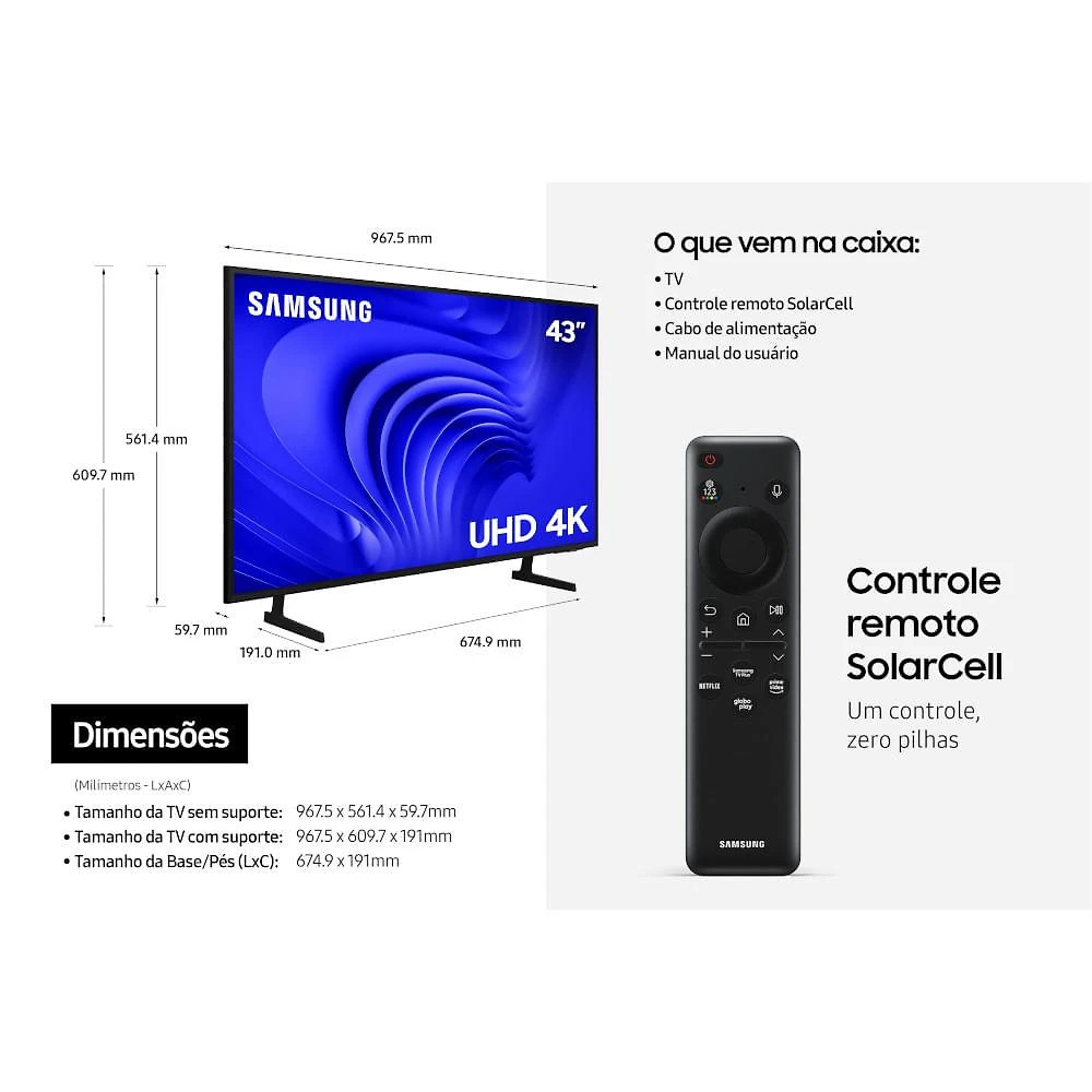 Smart TV Samsung 60" UHD 4K 2024 60DU7700