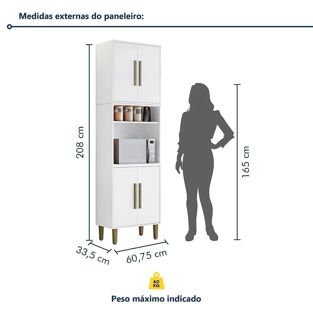Paneleiro Torre Quente 4 Portas Lorena Branco