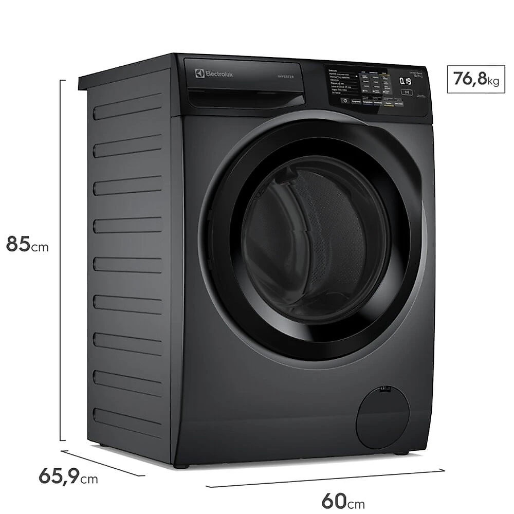 Lava e Seca Electrolux 12Kg 7Kg Inverter, Água Quente LSC12 12 kg - 7 kg - A - 0.29 kWh/ciclo - 92 L/ciclo - Cinza - Elimina Fiapos - 60 Hz - 10 anos - 12 meses - 8 - Inverter - 1200 rpm - 220V