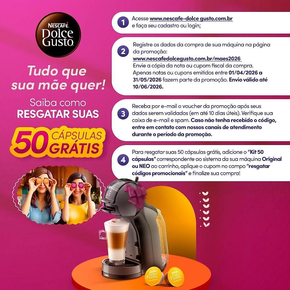 Kit Cafeteira Dolce Gusto Mini Me Preta com 30 Unidades para Bebidas em Cápsulas 220V
