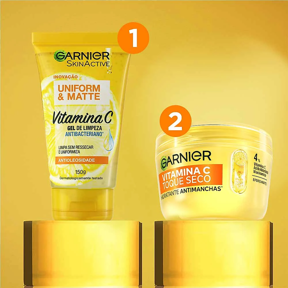 Garnier Skin Vitamina C Kit - Gel de Limpeza Facial Antibacteriano + Hidratante Facial Antimanchas Kit