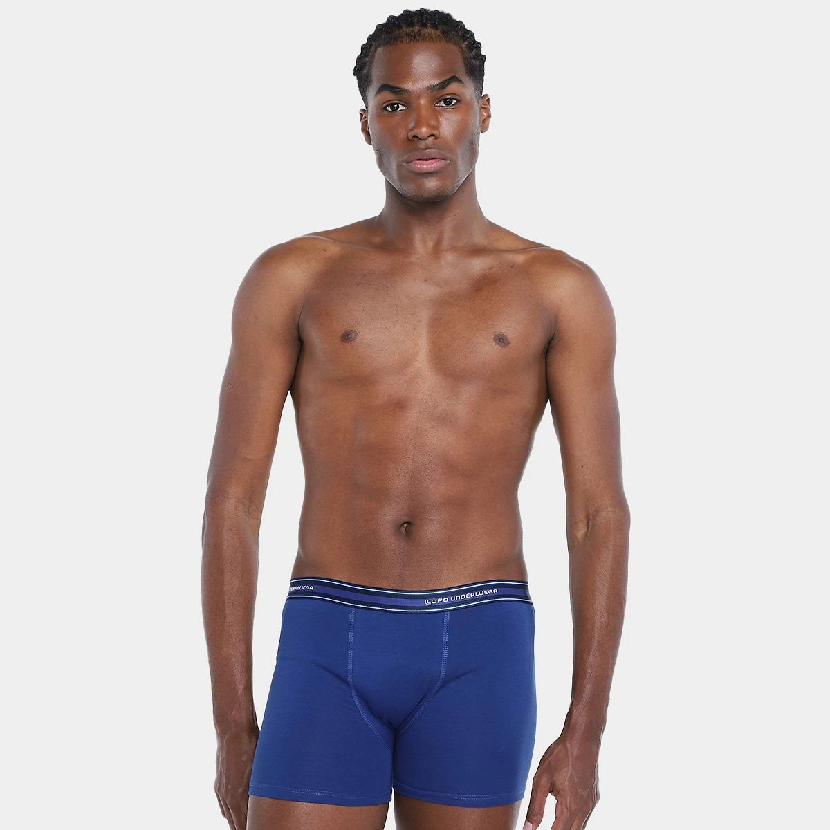 Miniatura Kit Cueca Boxer Lupo Algodão Masculina - 10 Peças Azul+Cinza - G